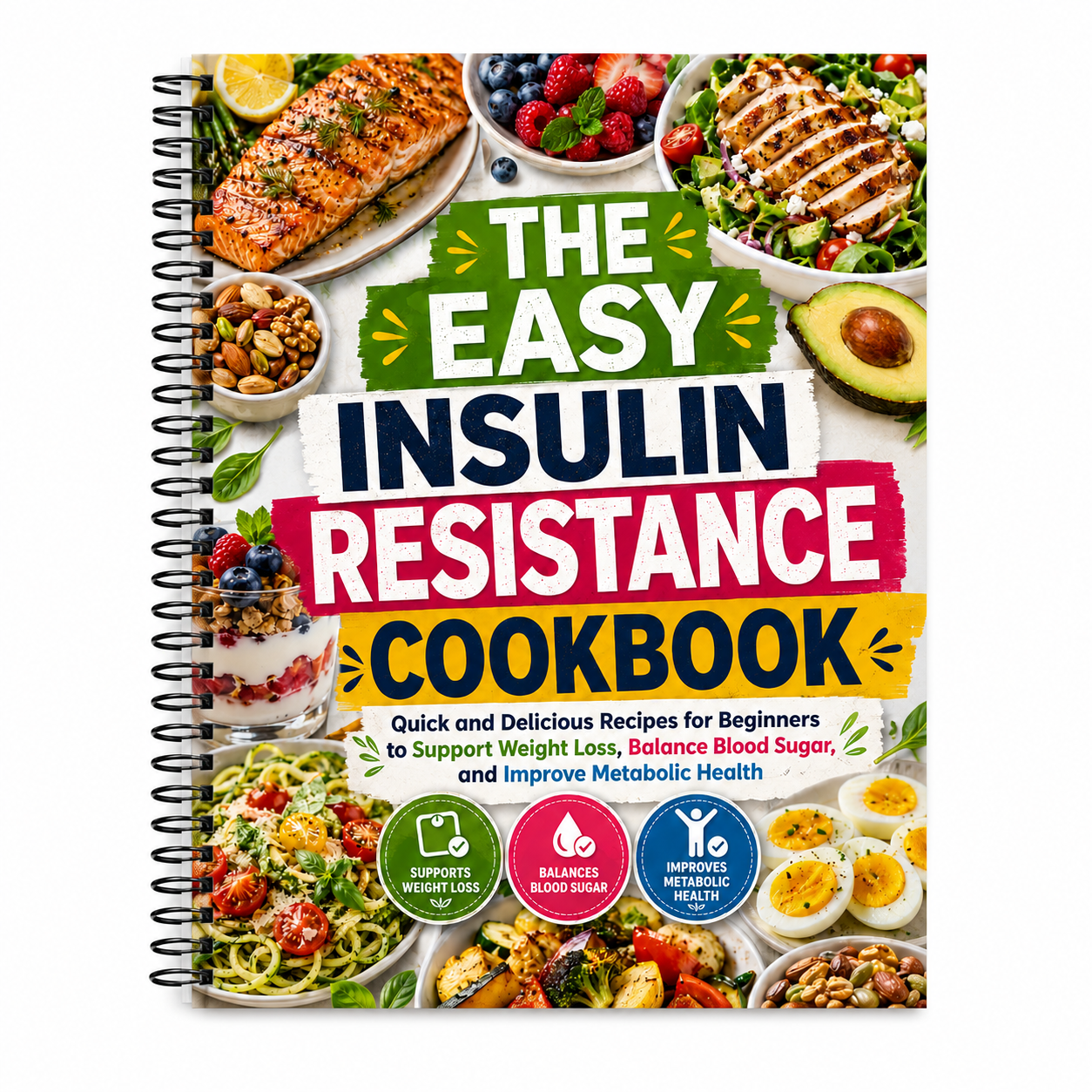 The Easy Insulin Resistance Cookbook: Quick and Delicious Recipes for Beginners to Support Weight Loss, Balance Blood Sugar, and Improve Metabolic Health (Spiral binding)