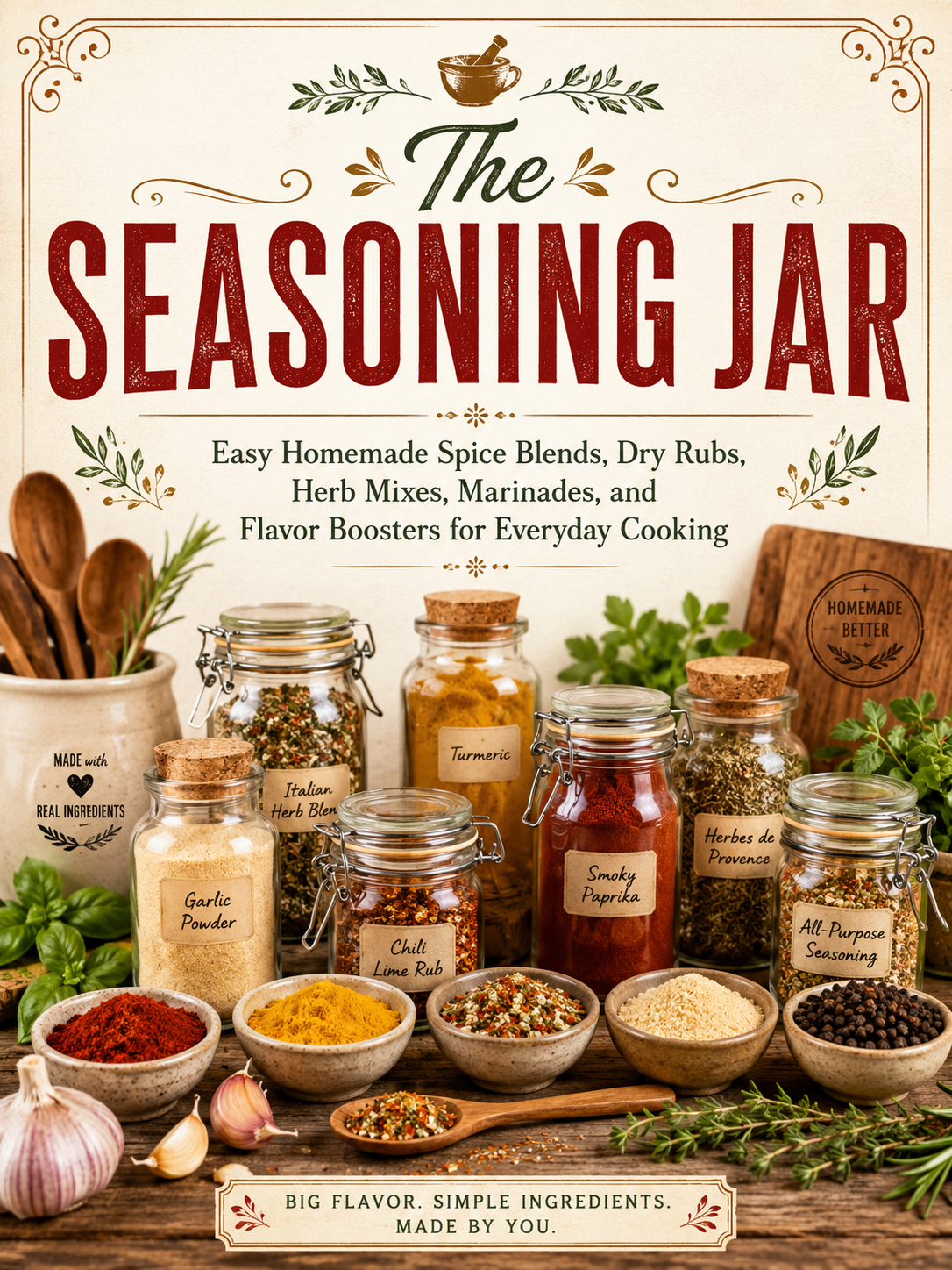 The Seasoning Jar: Easy Homemade Spice Blends, Dry Rubs, Herb Mixes, Marinades, and Flavor Boosters for Everyday Cooking (Spiral Bound)