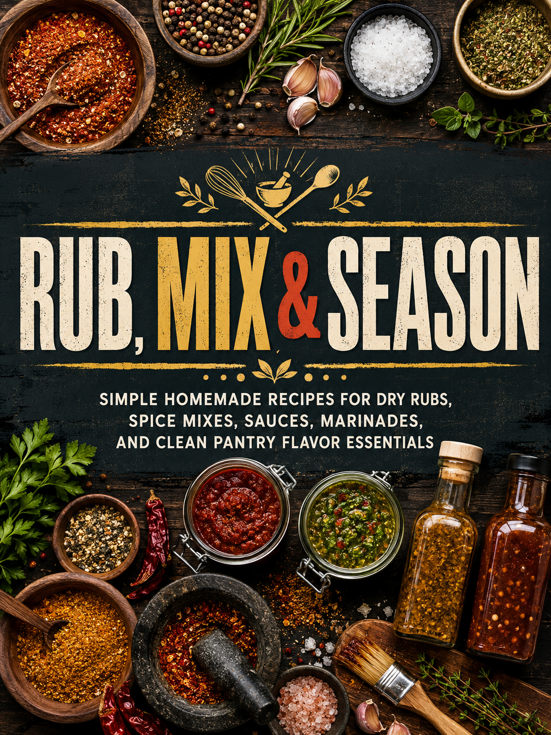 Rub, Mix & Season: Simple Homemade Recipes for Dry Rubs, Spice Mixes, Sauces, Marinades, and Clean Pantry Flavor Essentials (Spiral Bound)