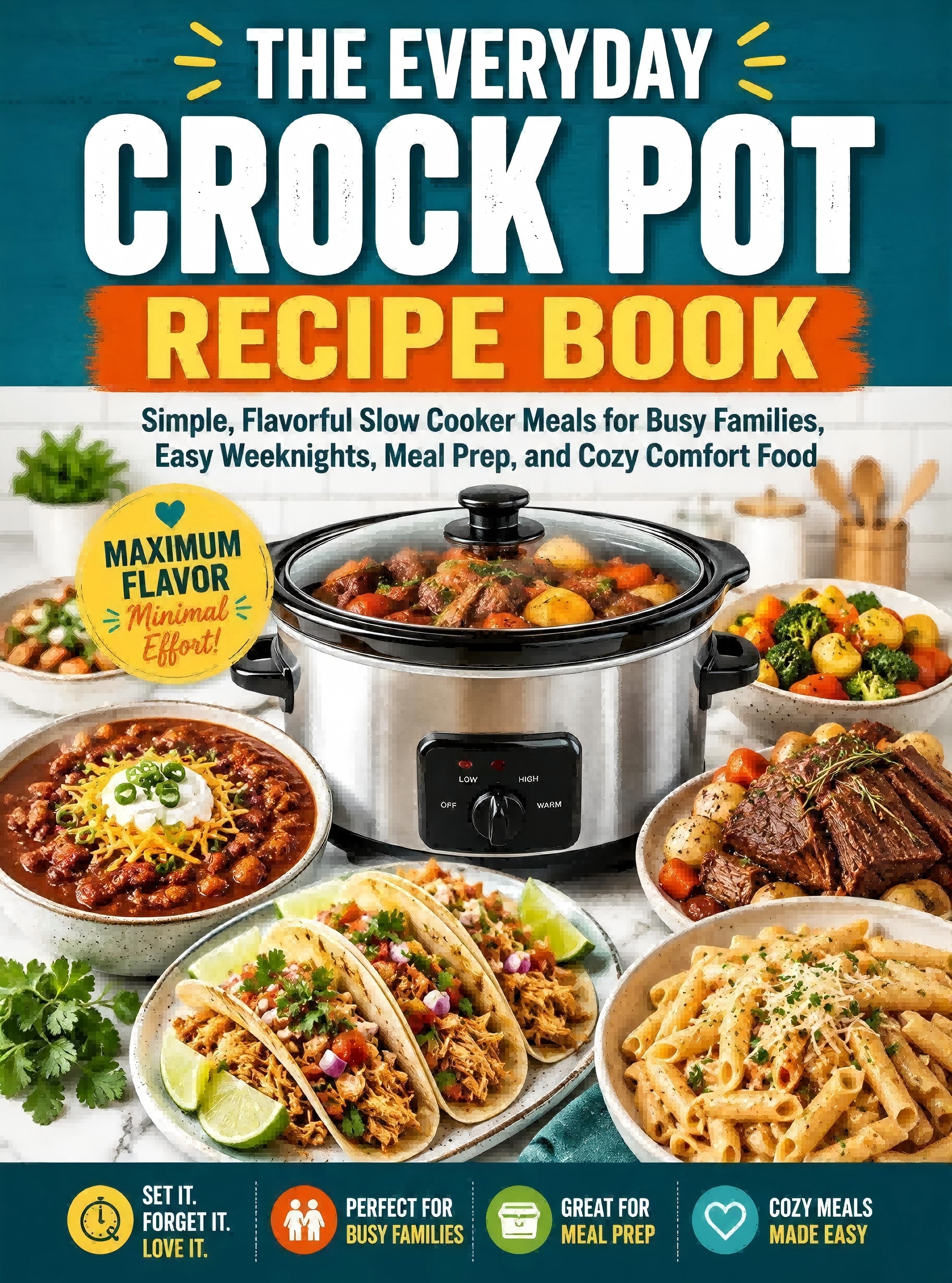 The Everyday Crock Pot Recipe Book: Simple Slow Cooker Meals For Busy Families, Easy Weeknights, Meal Prep, Cozy Comfort Food, And No-Fuss Home Cooking(Spiral Binding)