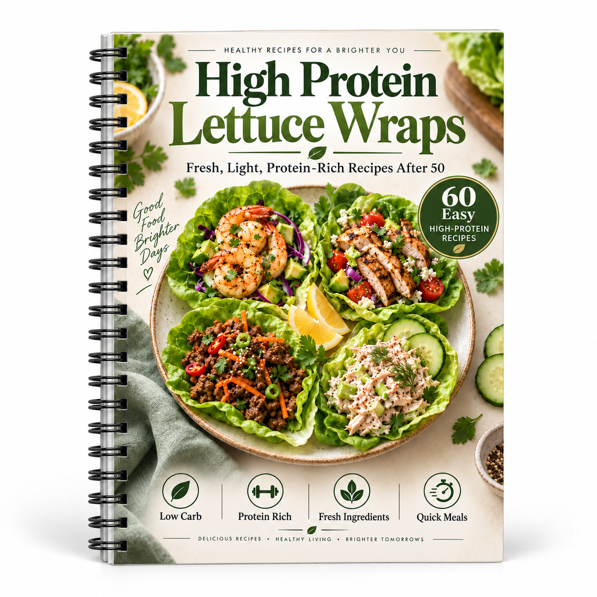 High Protein Lettuce Wraps: 60 Fresh, Flavorful & Easy Recipes with Lean Protein and Simple Ingredients for Adults Over 50(Spiral Bound)