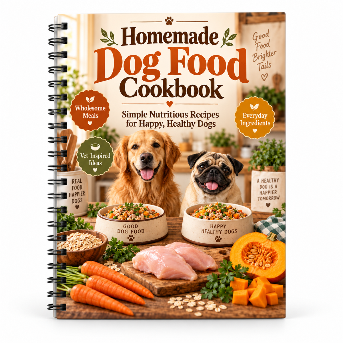 Homemade Dog Food Cookbook: Simple Everyday Recipes for Dogs, Wholesome Meals with Chicken, Vegetables, Oats and More(Spiral Bound)