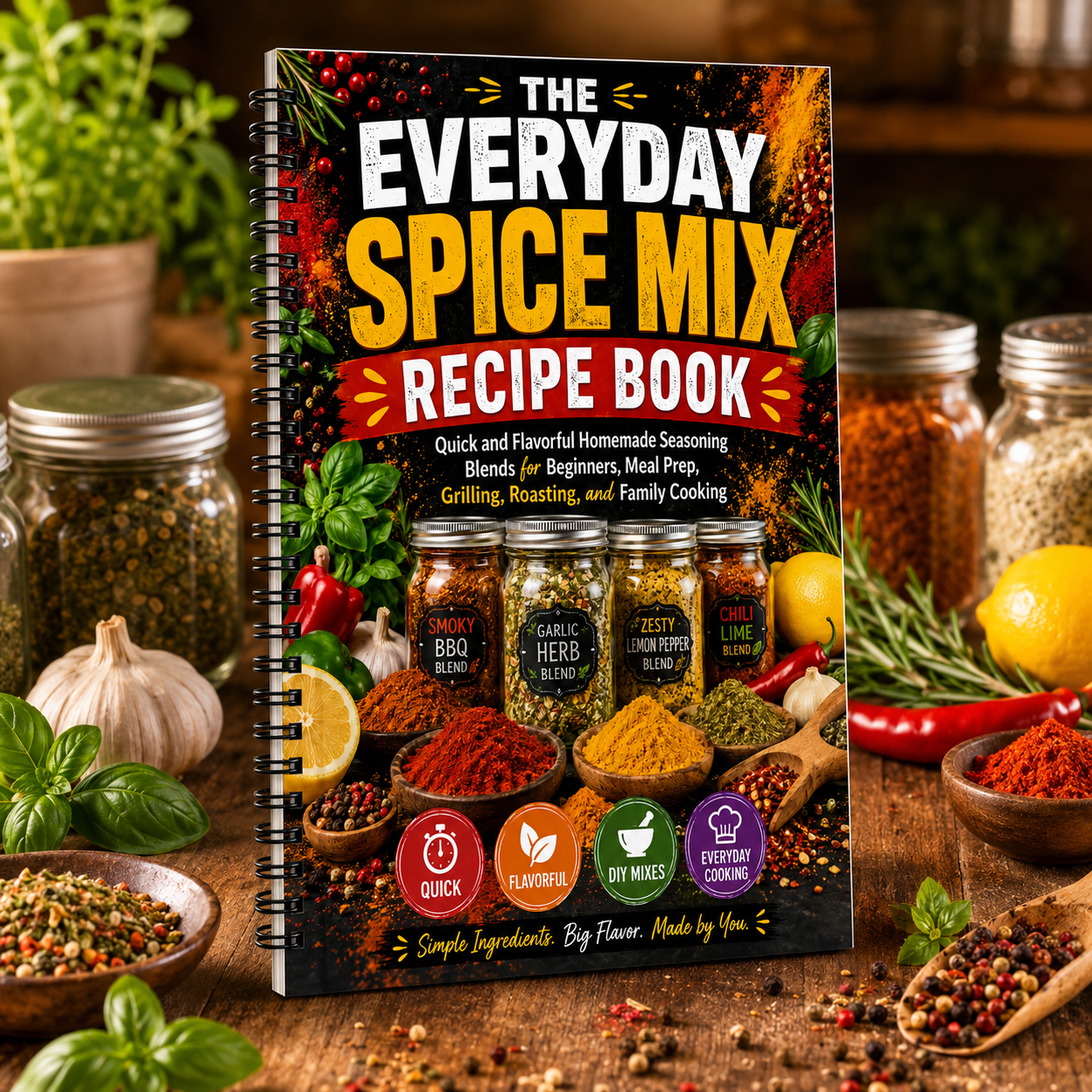 The Everyday Spice Mix Recipe Book:Quick And Flavorful Homemade Seasoning Blends For Beginners, Meal Prep, Grilling, Roasting, And Family Cooking(Spiral Bound, Full Color Edition)