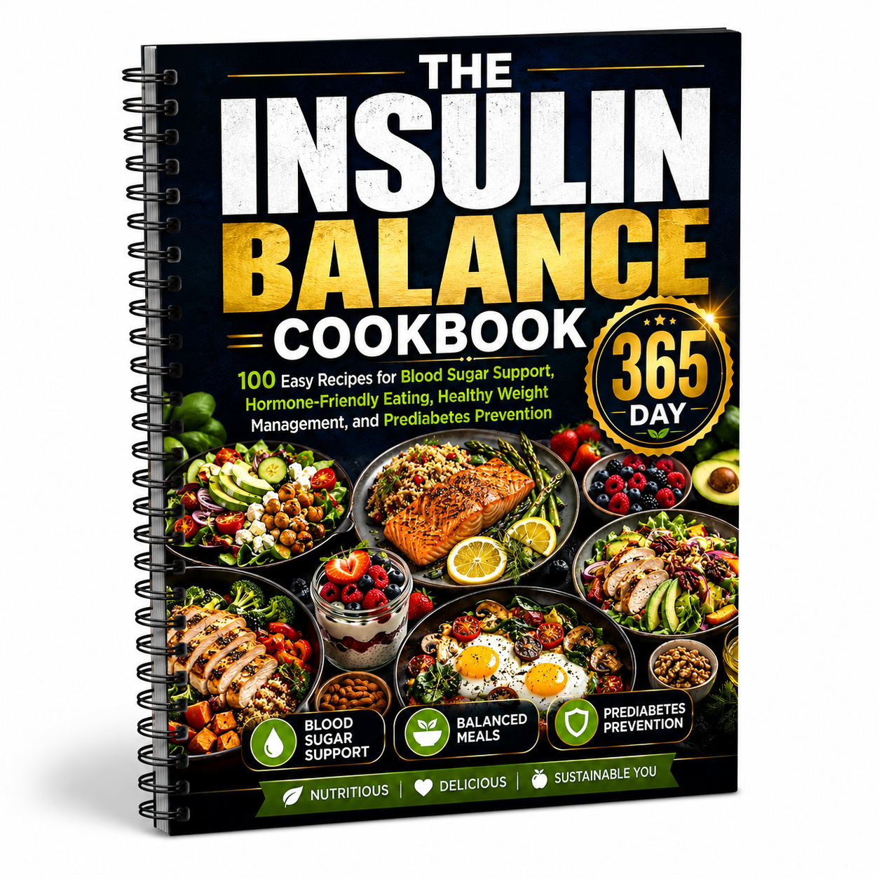 The Insulin Balance Cookbook:Easy Blood Sugar Support Recipes For Hormone-Friendly Eating, Healthy Weight Management, Prediabetes-Friendly Meals, And Everyday Wellness Cooking (Spiral Bound, Full Color Edition)