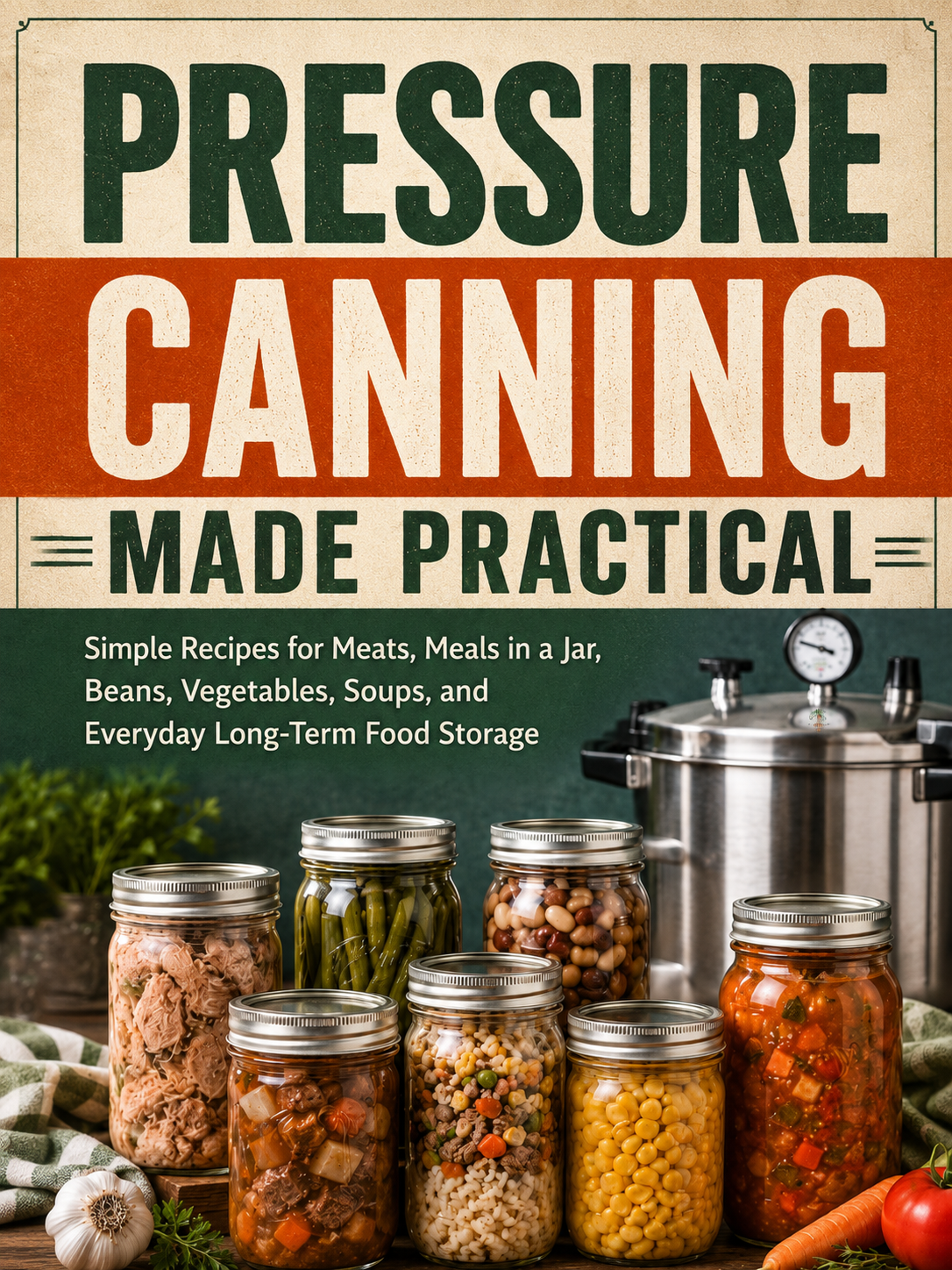 Pressure Canning Made Practical: Simple Recipes for Meats, Meals in a Jar, Beans, Vegetables, Soups, and Everyday Long-Term Food Storage (Spiral Bound)