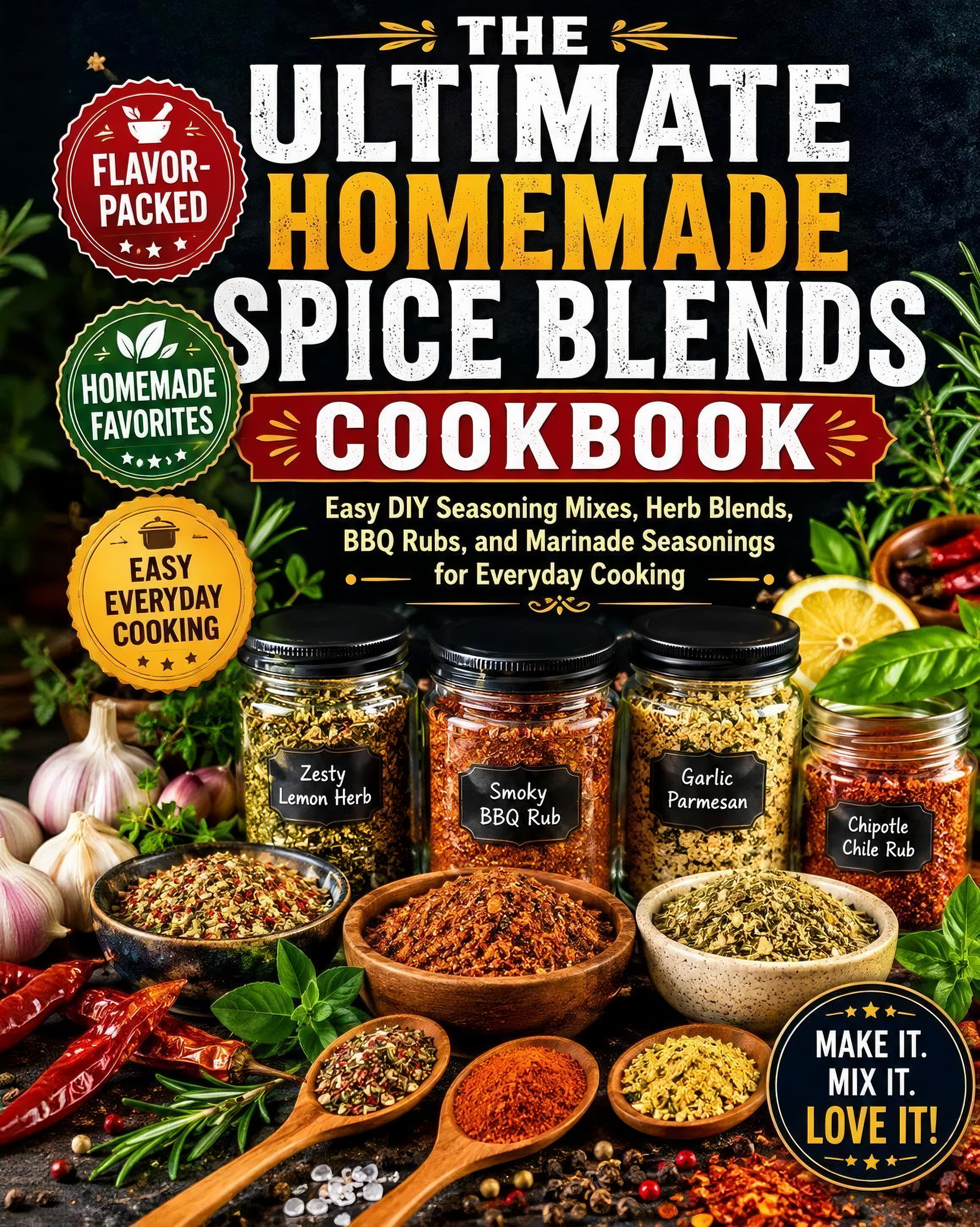 The Ultimate Homemade Spice Blends Cookbook: Easy DIY Seasoning Mixes, Herb Blends, BBQ Rubs, Marinade Seasonings, and Flavor Boosters for Everyday Meals(Spiral binding)