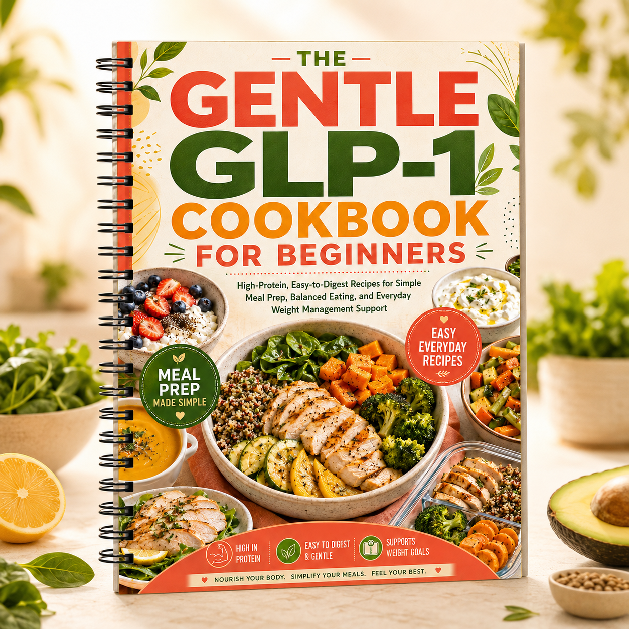 The Gentle GLP-1 Cookbook for Beginners: Easy-to-Digest, Protein-Focused Recipes for Simple Meal Prep and Healthy Daily Eating(Spiral Bound)