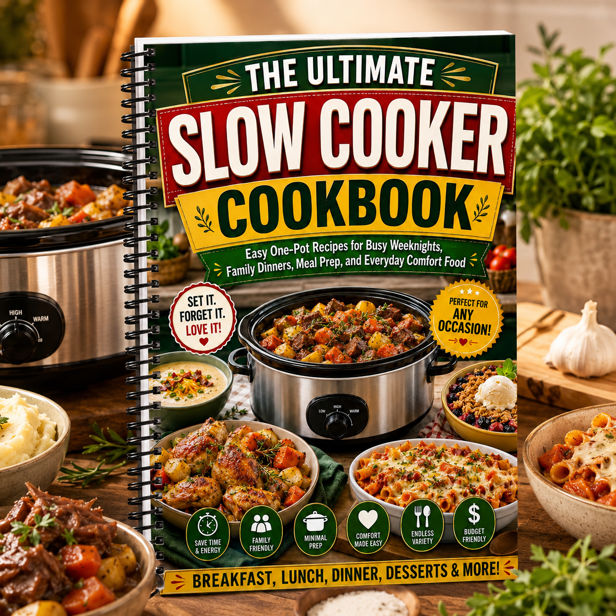 The Ultimate Slow Cooker Cookbook for Busy Families - Easy One-Pot Weeknight Dinners, Meal Prep and Everyday Comfort Food(Spiral Bound)