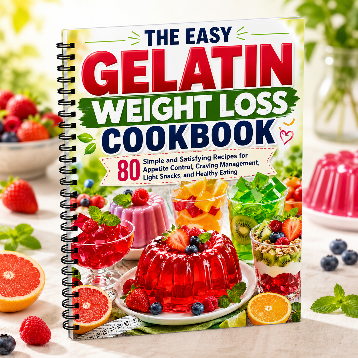 THE EASY GELATIN WEIGHT LOSS COOKBOOK - 80 Easy & Satisfying Gelatin Recipes for Appetite Control, Craving Management, Healthy Snacking & Everyday Eating (Spiral Bound)