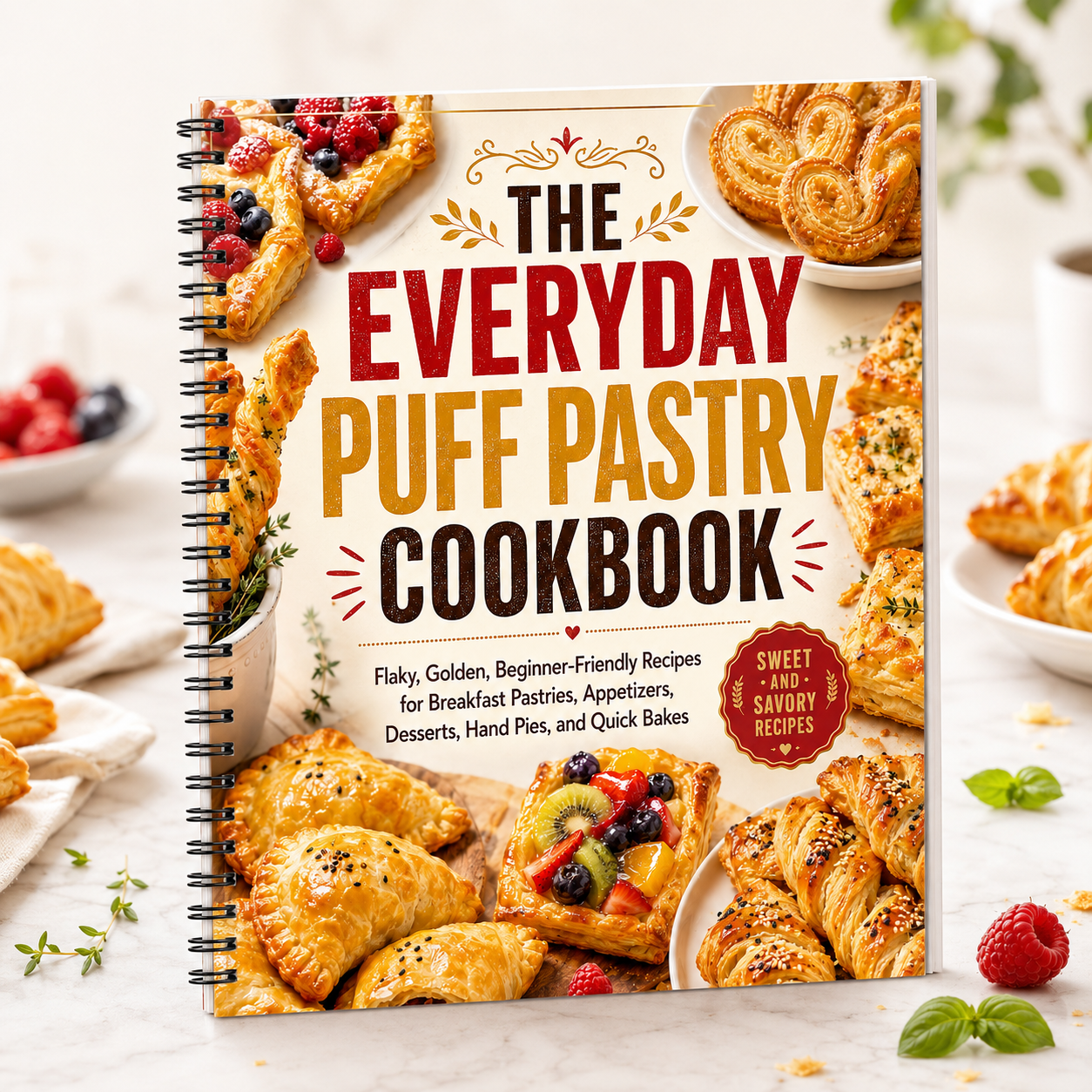 Easy Puff Pastry Cookbook, Beginner-Friendly Recipes for Sweet and Savory Pastries, Quick Bakes and Homemade Treats(Spiral Bound)