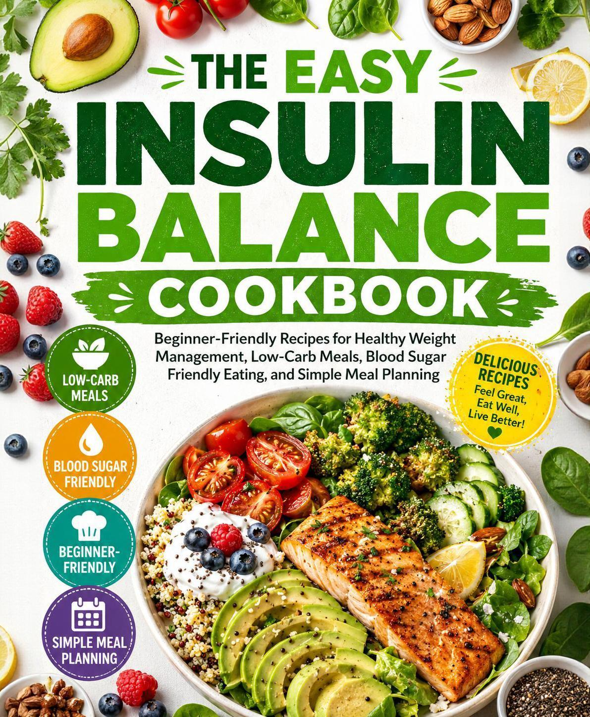 THE EASY INSULIN BALANCE COOKBOOK: Beginner-Friendly Low-Carb Recipes for Healthy Weight Management, Blood Sugar Friendly Meals, Meal Prep, Balanced Eating, and Everyday Cooking(Spiral Bound)