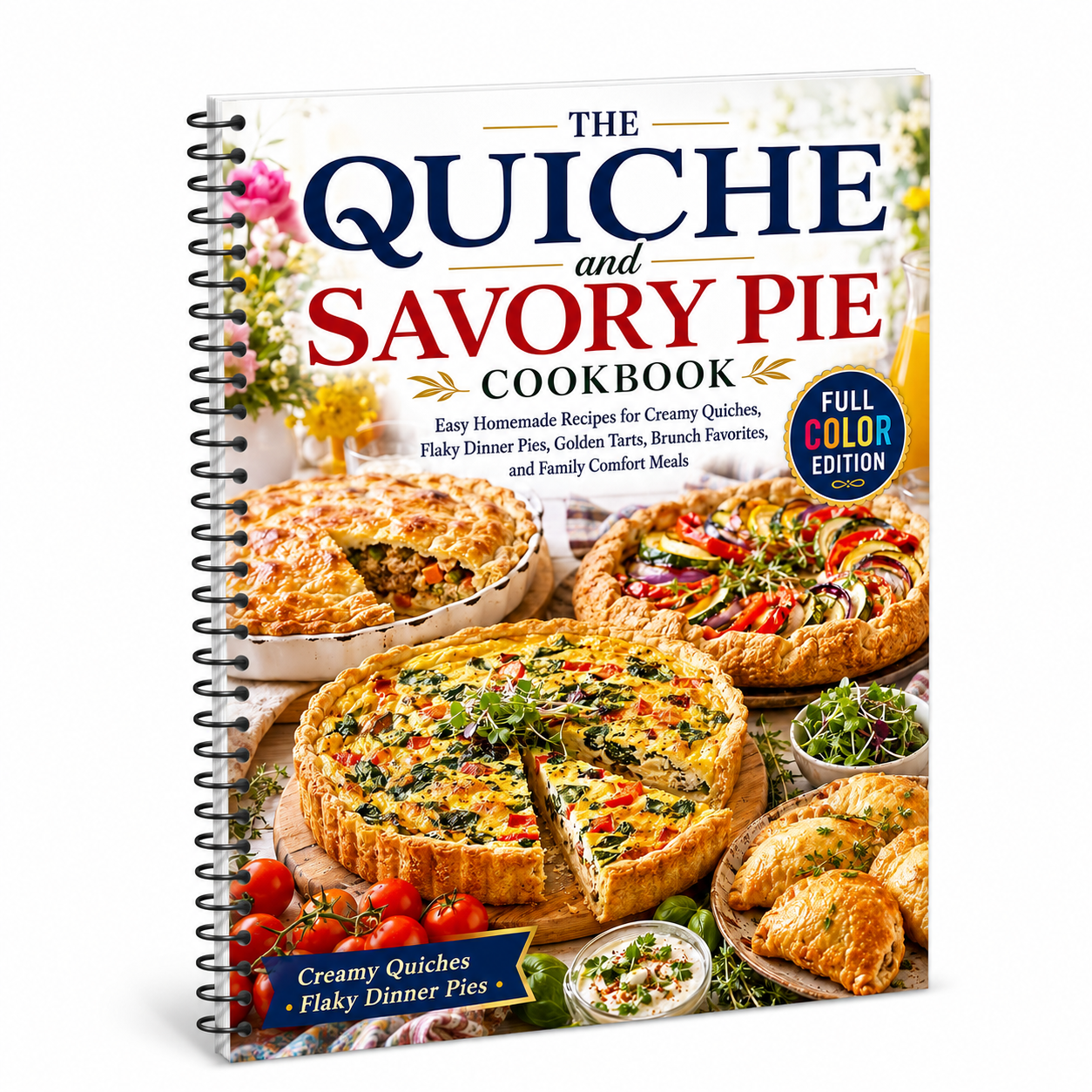 The Quiche And Savory Pie Cookbook: Easy Homemade Recipes For Creamy Quiches, Flaky Dinner Pies, Golden Tarts, Brunch Favorites, And Family Comfort Meals (Spiral Bound, Full Color Edition)