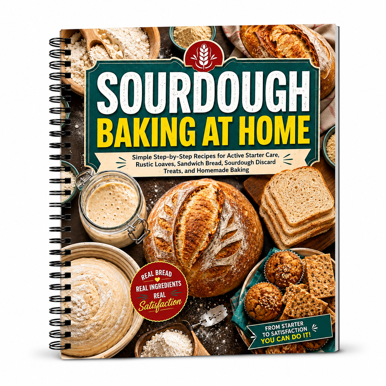 Sourdough Baking At Home: Simple Step-by-Step Recipes For Active Starter Care, Rustic Loaves, Sandwich Bread, Sourdough Discard Treats And Homemade Baking (Spiral Bound, Full Color Edition)