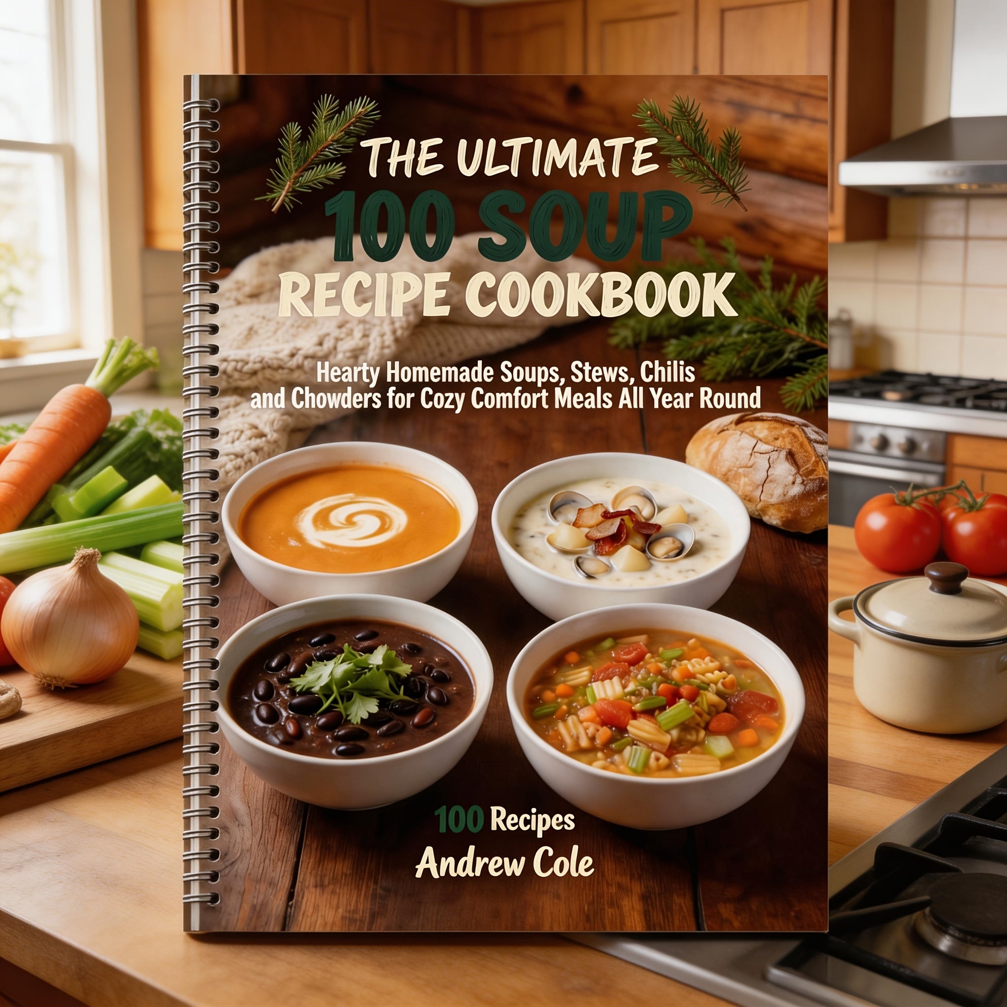 The Ultimate 100 Soup Recipe Cookbookk:Homemade Soups, Stews, Chili & Chowder Recipes | Easy Comfort Food Soup Cookbook (Spiral Bound)